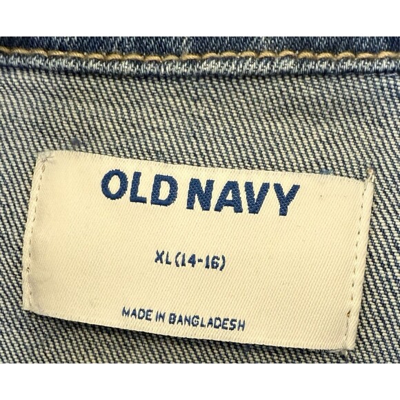 Old Navy Kids Denim Jacket XL 14-16 Classic Blue Jean Trucker Style Stretch - Picture 3 of 8